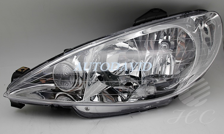 HEAD LAMP COMPLETE CRYSTAL PEUGEOT 206 T11 2003 OEM:LH 9630869780 6204S9/RH 6205S9 DVD11-0202