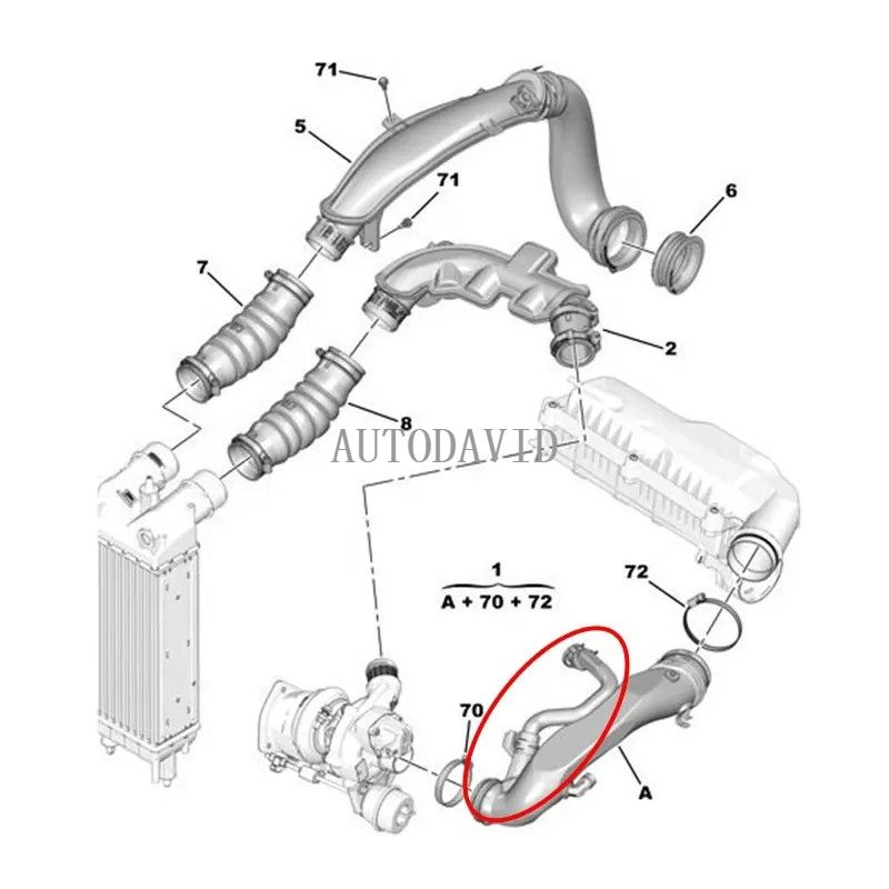 Turbocharger Air Pipe With Valve For Peugeot 3008 308ll 408 508 1.6T Citroen C4L C5 DS OEM: 9811908380 V763382280 HS02-023-046