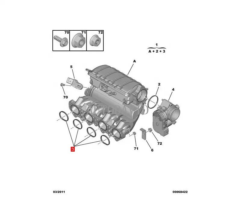 Intake Manifold Gasket For Peugeot 206 207 301 307-1.6/16V OEM: 0348Q5 HS01-013-014