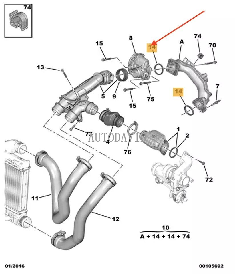 Intake Manifold Gasket For Peugeot 3008 Citroen C4 OEM: 0382QW HS01-013-019