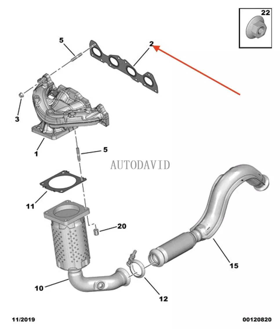 Exhaust Manifold Gasket 106 206 306 307 2008 Partner 1.1 1.4 OEM: 0349L3 HS01-013-008