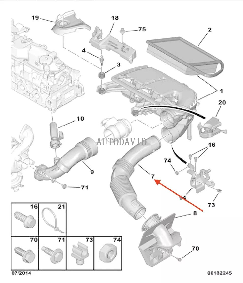 Air Intake Turbo Hose For Citroen BERLINGO 2010- OEM: 9647392480 143451 HS02-023-067
