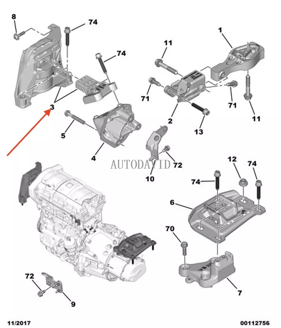 Engine Mount Mounting For Peugeot 308 408 308S,1.8L OEM: 9678701080 HS01-015-011