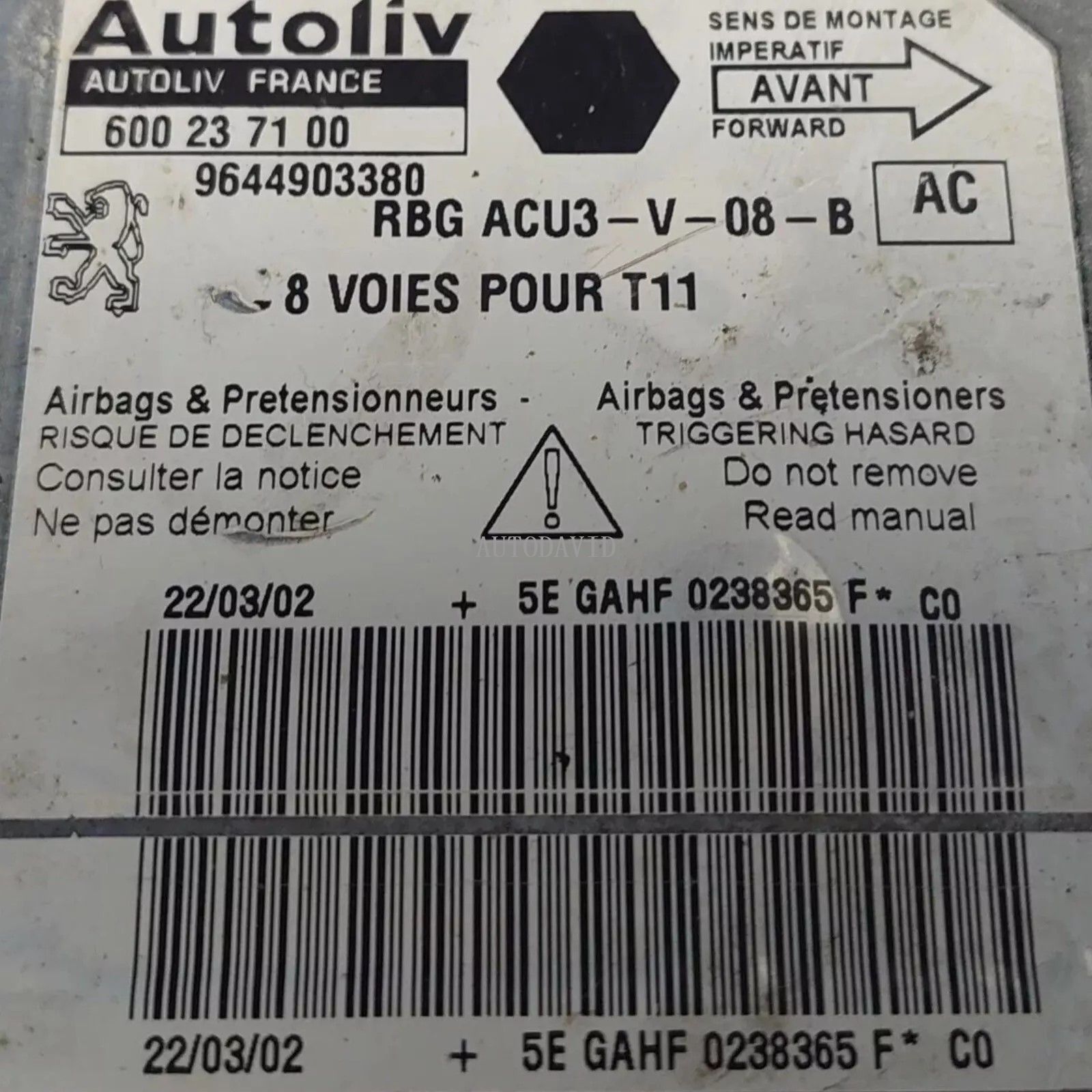 Control Unit / Module for Peugeot 206 2001-2002 OEM: 9644903380 HS03-031-002